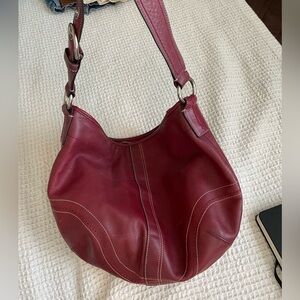 Coach Burgundy Hobo Leather Shoulder Bag